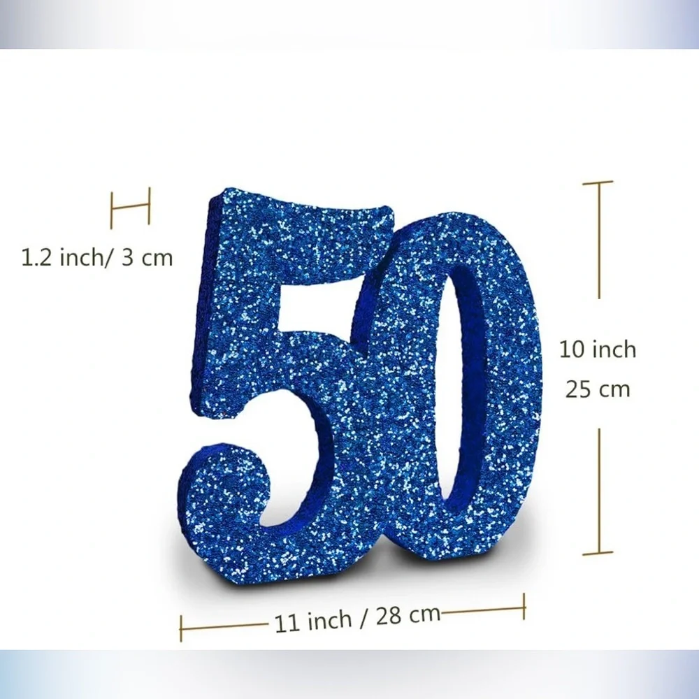Blue Glitter Number 50 Party Decoration